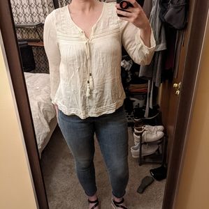 Off White Flowy Top - L